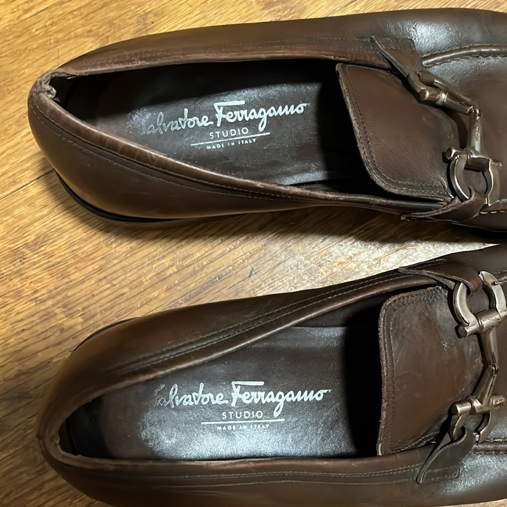 Salvatore Ferragamo Men's Brown Loafer Gancini Size 12 - Picture 8 of 10